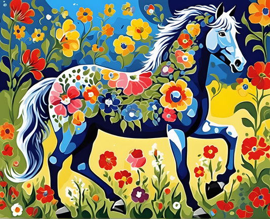 A Floral Horse (1) - Van-Go Paint-By-Number Kit