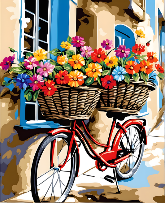 Flowers on bicycles - Van-Go Paint-By-Number Kit