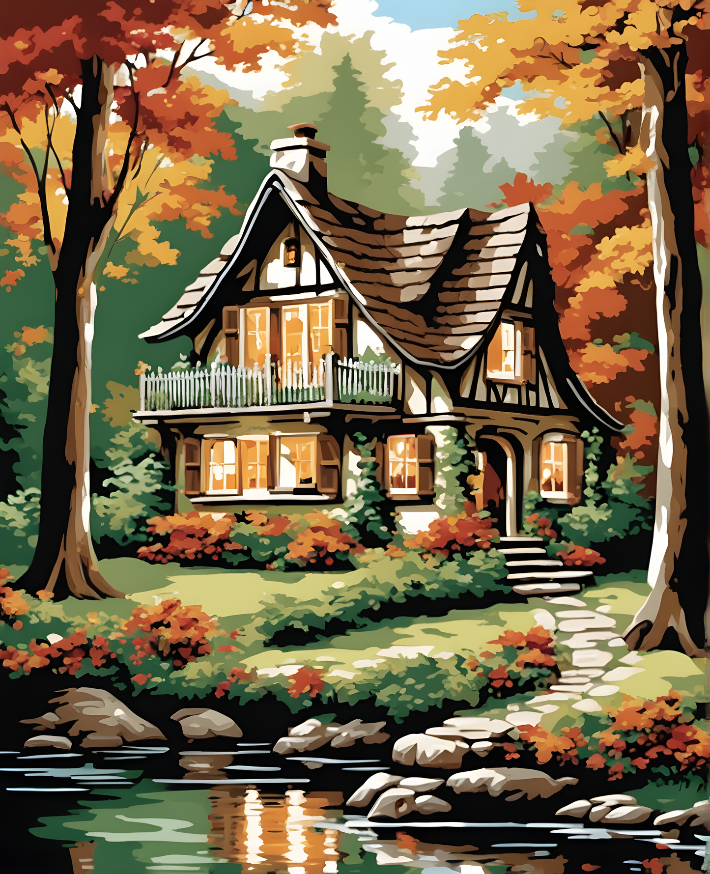 A Forest Cottage (1) - Van-Go Paint-By-Number Kit