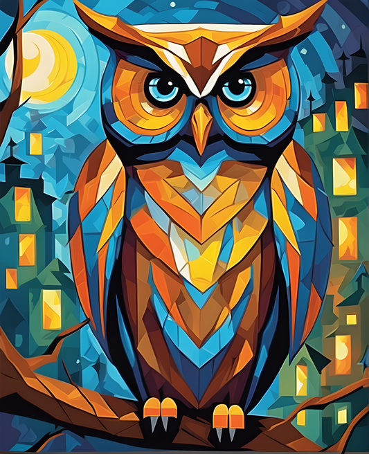 A glowing owl (1) - Van-Go Paint-By-Number Kit