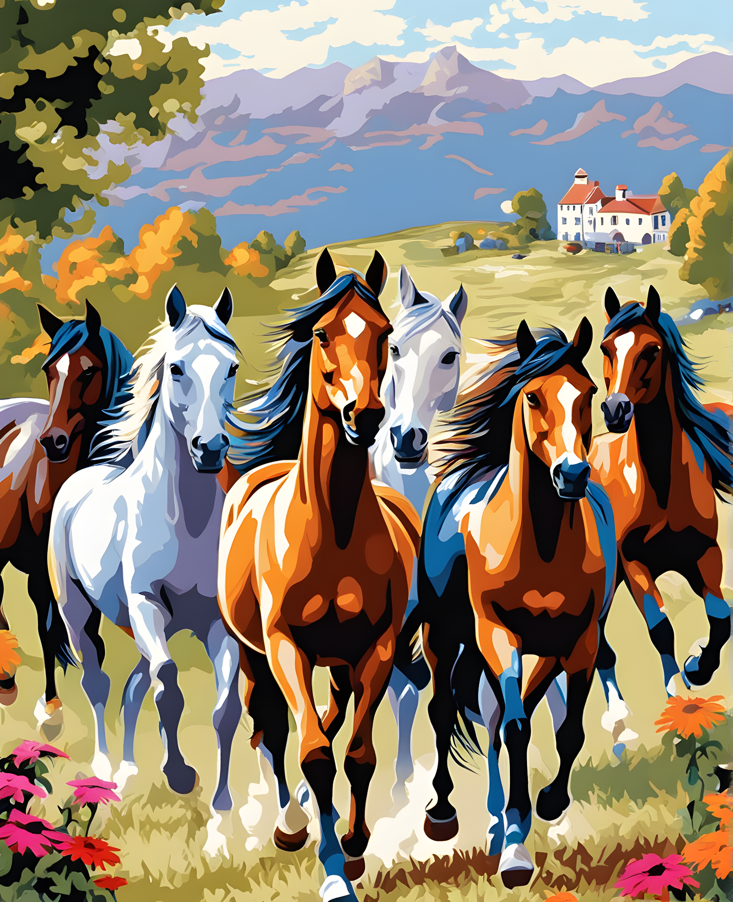 A herd of horses - Van-Go Paint-By-Number Kit