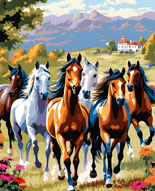 A herd of horses - Van-Go Paint-By-Number Kit