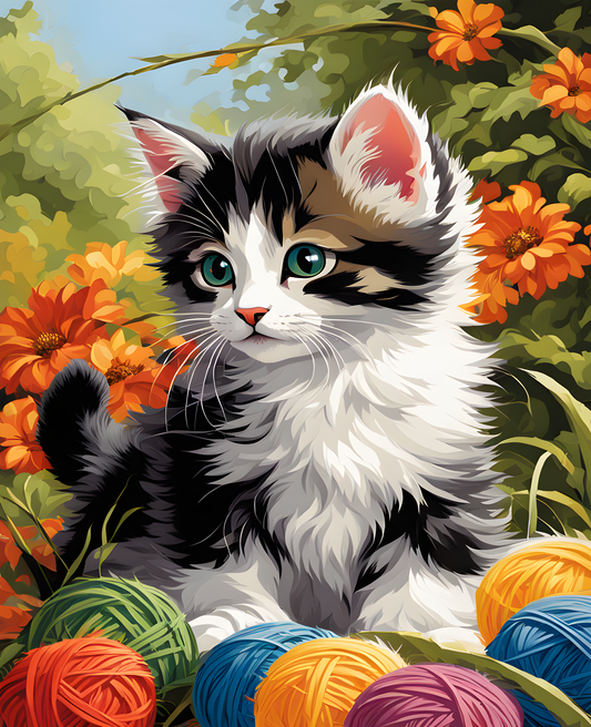 A Kitten with wool ball PD (3) - Van-Go Paint-By-Number Kit