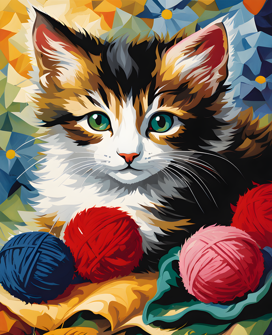 A Kitten with wool ball PD (2) - Van-Go Paint-By-Number Kit