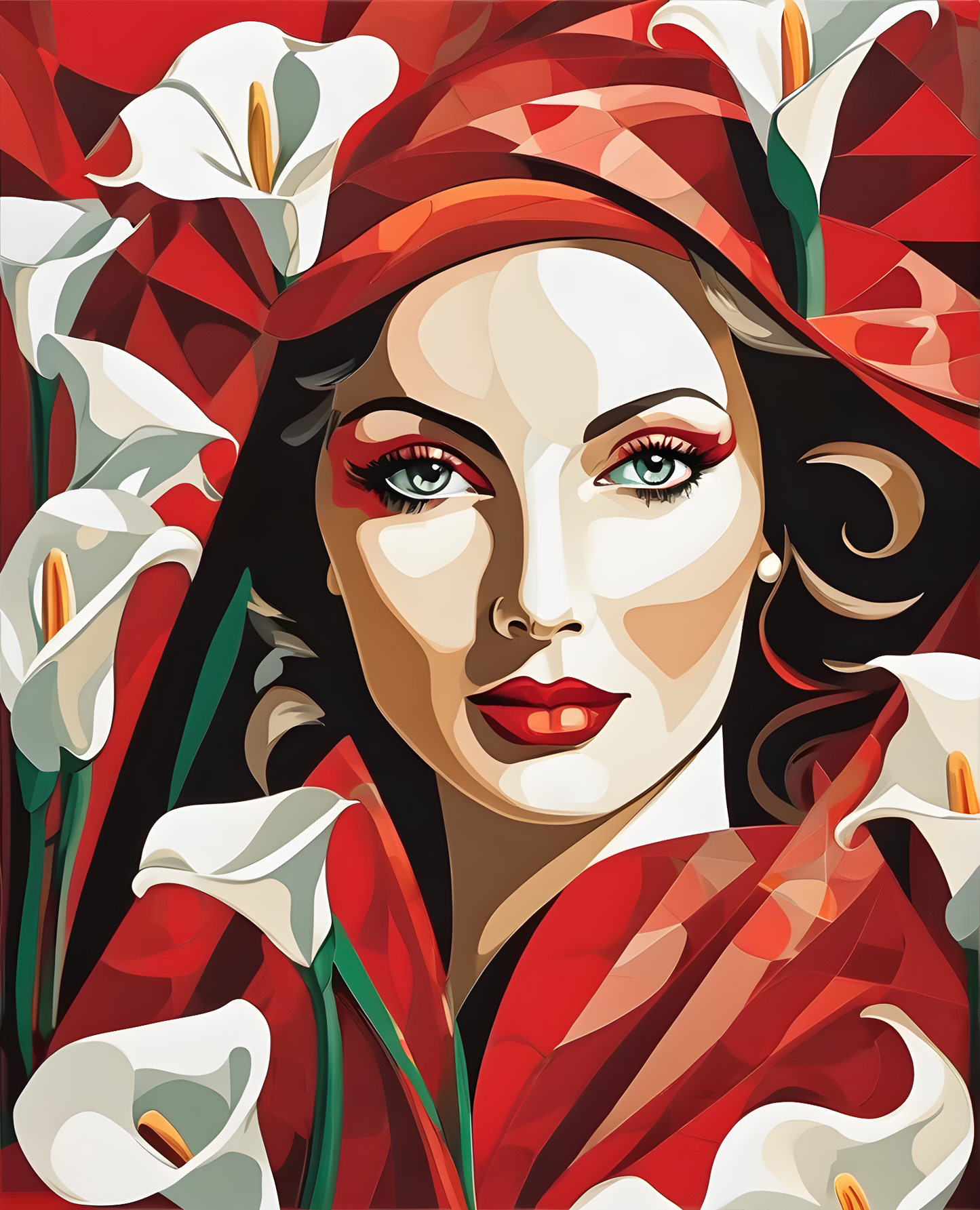 Lady In Red Collection PD (21) - With White Callas - Van-Go Paint-By-Number Kit