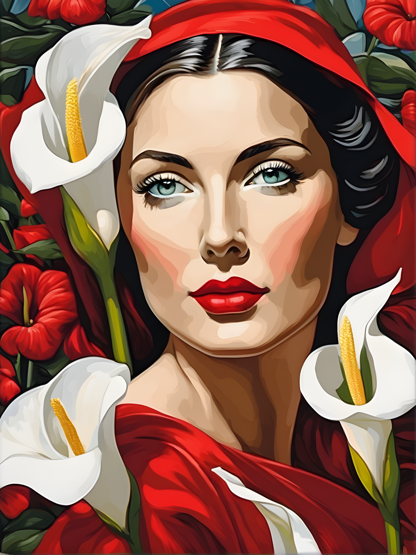Lady In Red Collection PD (72) - With White Callas - Van-Go Paint-By-Number Kit