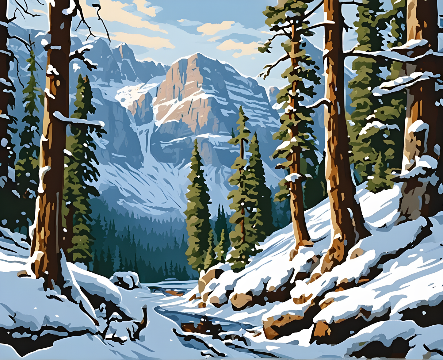 A national park in the snow - Van-Go Paint-By-Number Kit