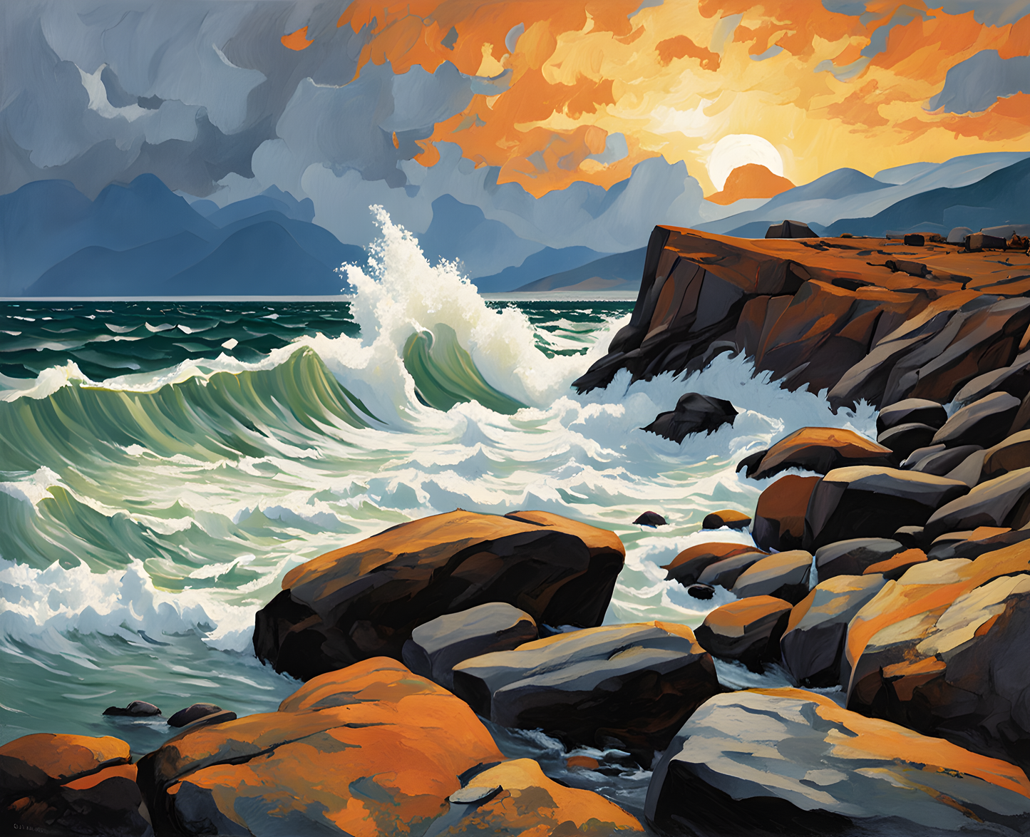 Rocky Seacoast in a Storm - Van-Go Paint-By-Number Kit