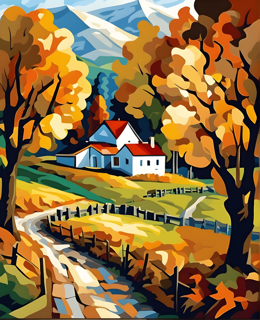 A Rural area in the Fall - Van-Go Paint-By-Number Kit