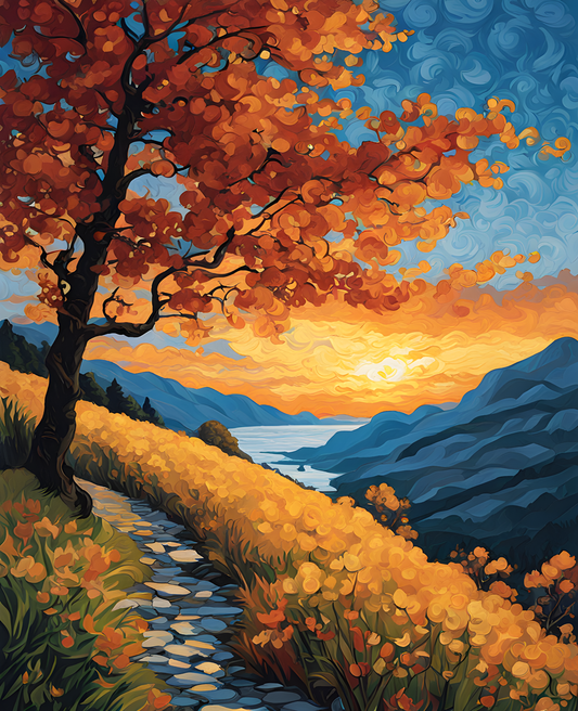 Scene at Dusk in Norway  - Van-Go Paint-By-Number Kit