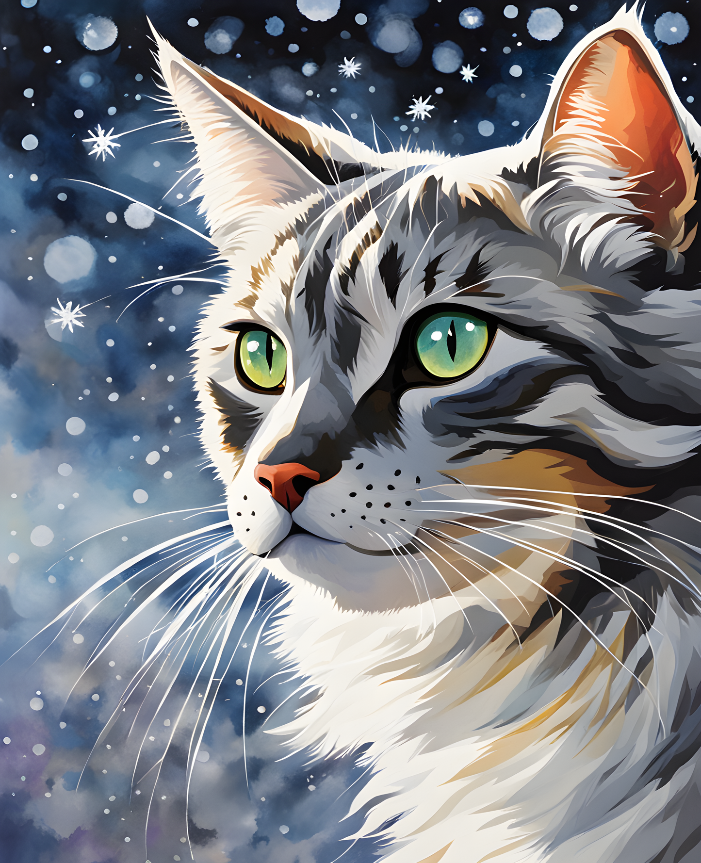 A Shaggy White Gray Cat (9) - Van-Go Paint-By-Number Kit