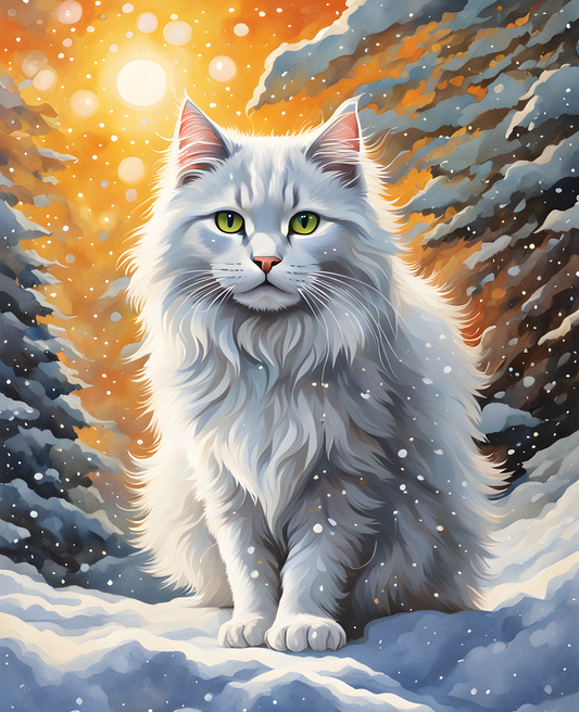 A Shaggy White Gray Cat (8) - Van-Go Paint-By-Number Kit