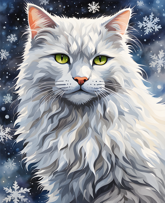 A Shaggy White Gray Cat (6) - Van-Go Paint-By-Number Kit