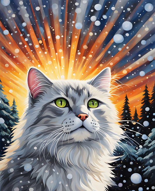 A Shaggy White Gray Cat (5) - Van-Go Paint-By-Number Kit