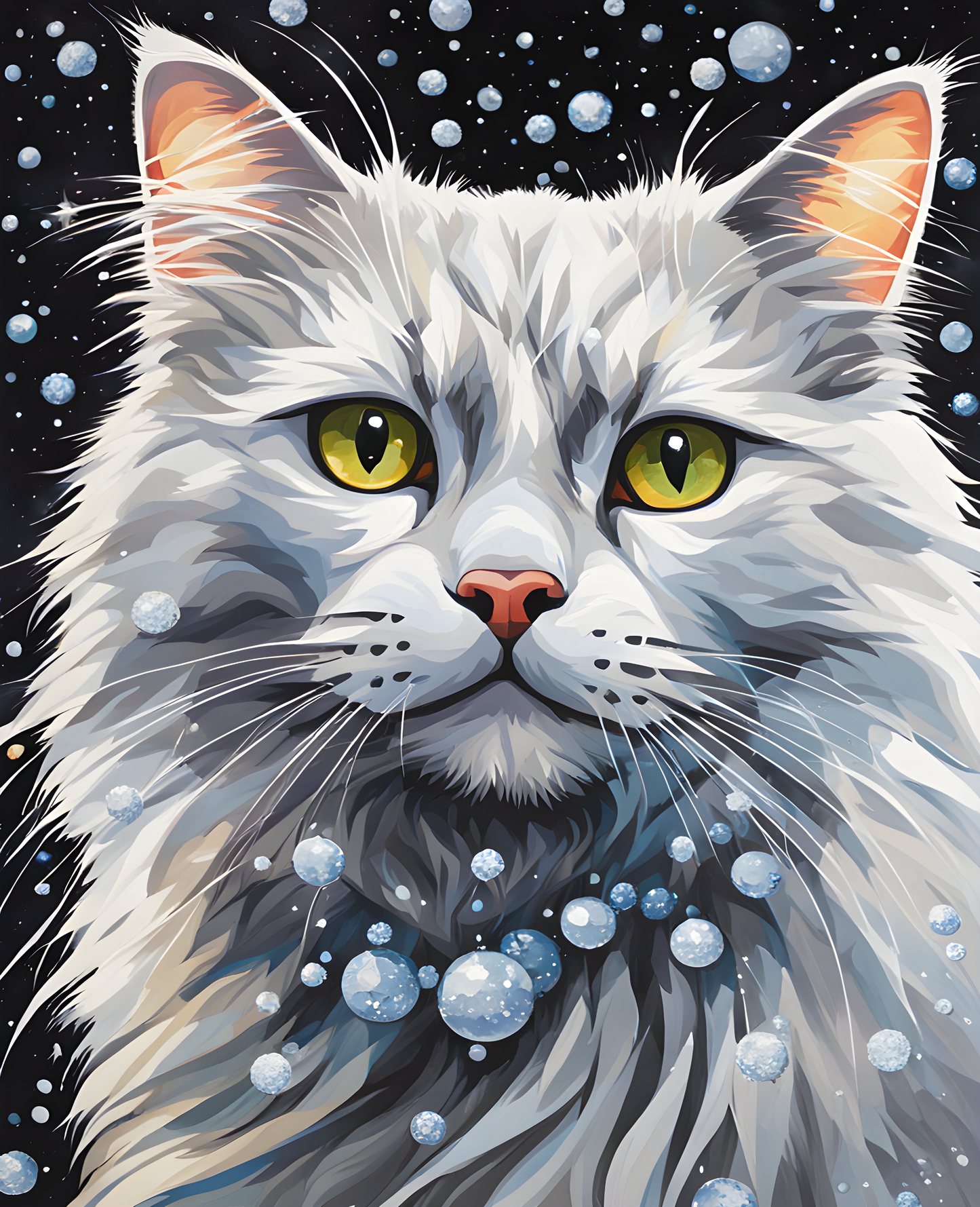 A Shaggy White Gray Cat (4) - Van-Go Paint-By-Number Kit