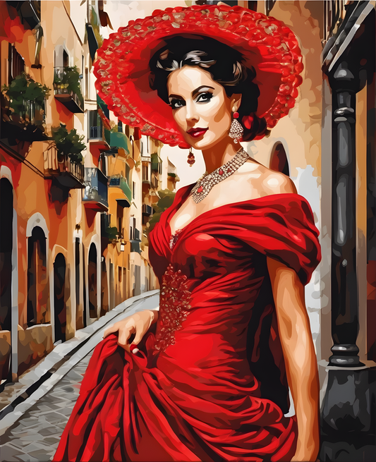 Lady In Red Collection PD (38) - A Spanish Dancer - Van-Go Paint-By-Number Kit