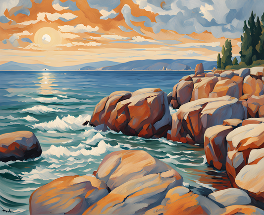 A Summer Day on a Rocky Coast (1) - Van-Go Paint-By-Number Kit