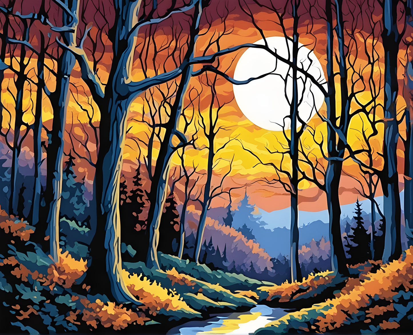 A Touch of Moonlight in The Twilight Forest - Van-Go Paint-By-Number Kit