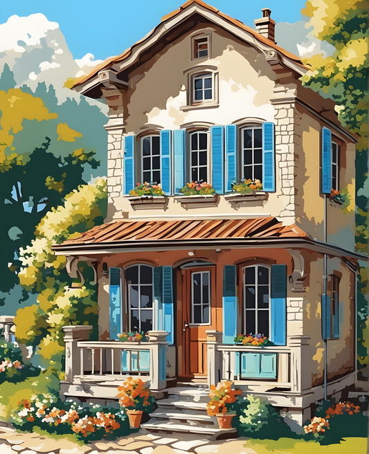 A Vintage European Village House - Van-Go Paint-By-Number Kit