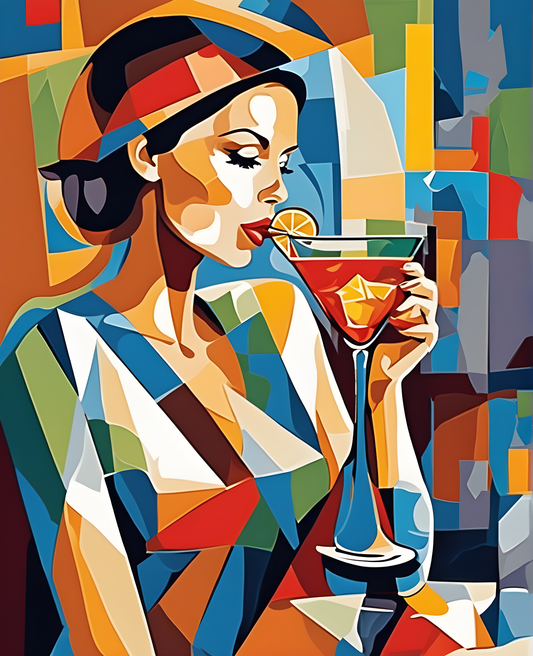 A woman drinking a cocktail (2) - Van-Go Paint-By-Number Kit