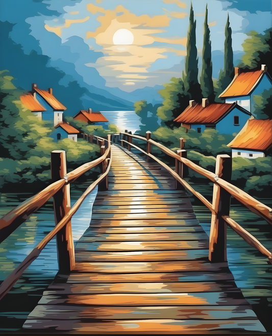 A Wooden Bridge to the Village (2) - Van-Go Paint-By-Number Kit