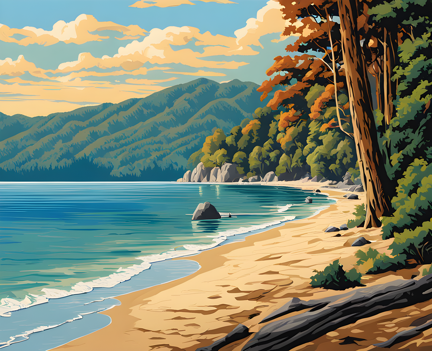 New Zealand Collection PD (18) - Abel Tasman National Park - Van-Go Paint-By-Number Kit
