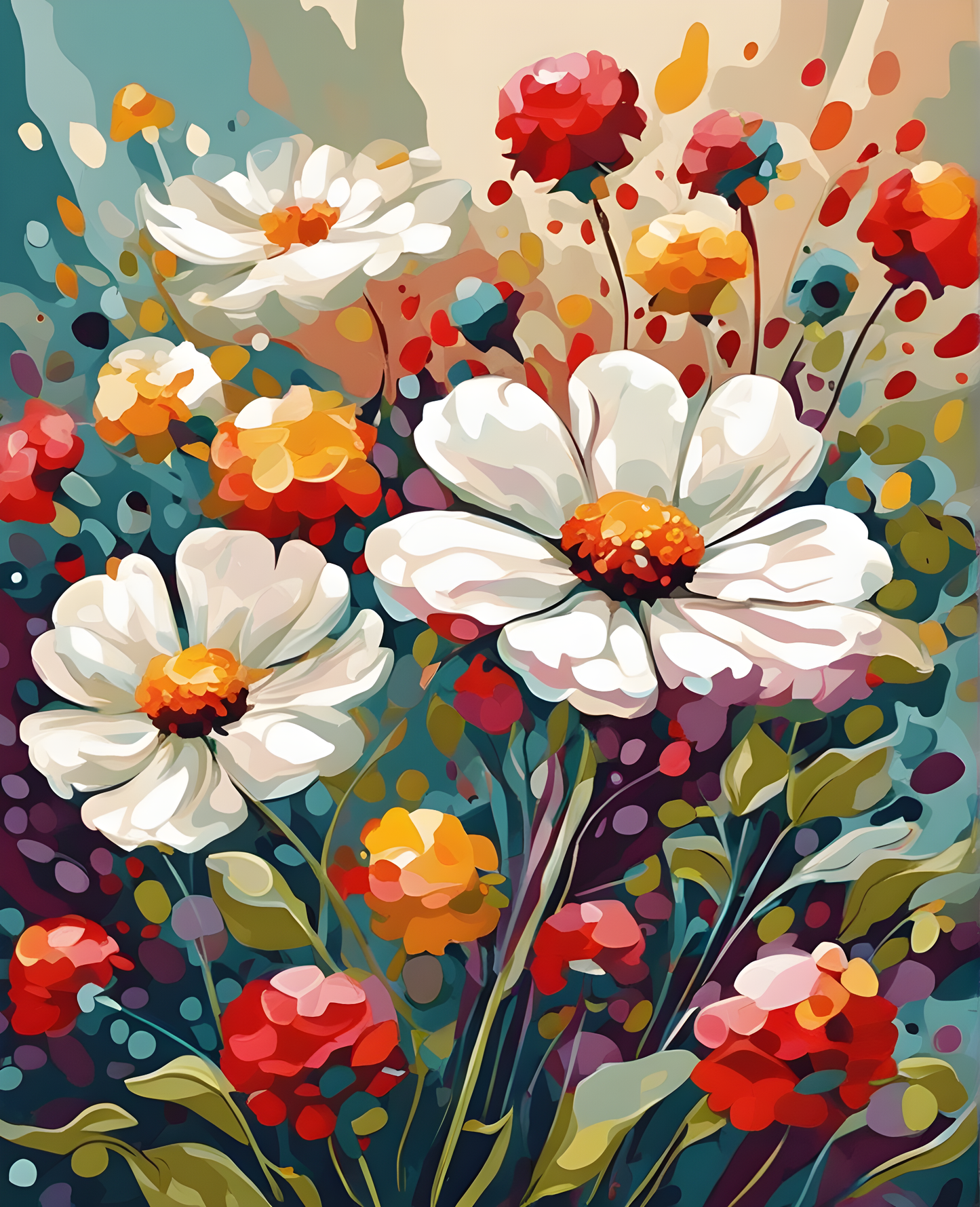Abstract Flowers - Van-Go Paint-By-Number Kit