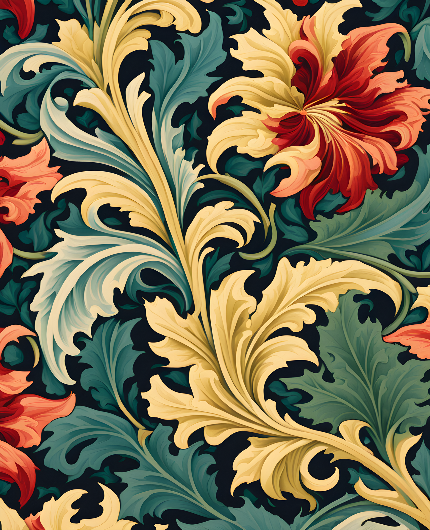 William Morris Style Collection PD (10) - Acanthus Fabric Pattern - Van-Go Paint-By-Number Kit