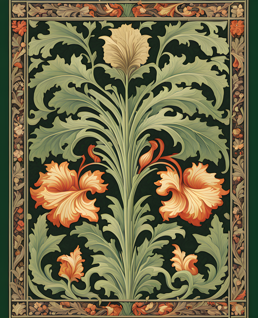 William Morris Style Collection PD (9) - Acanthus Fabric Pattern - Van-Go Paint-By-Number Kit