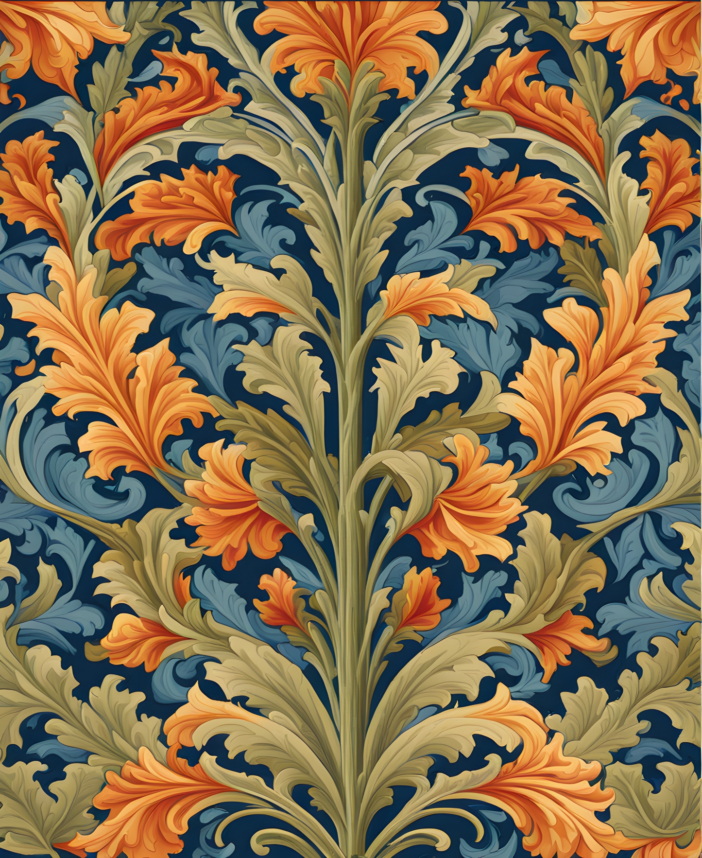 William Morris Style Collection PD (11) - Acanthus Portiere Fabric Pattern - Van-Go Paint-By-Number Kit