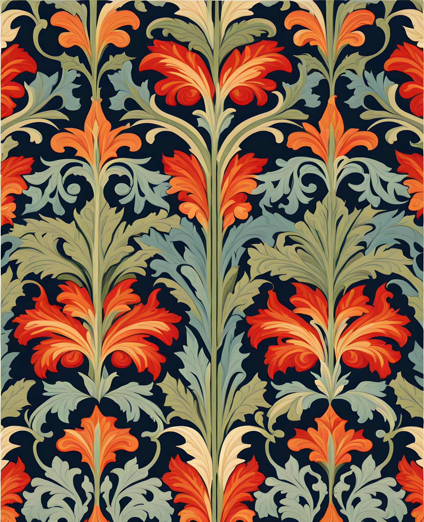 William Morris Style Collection PD (12) - Acanthus Portiere Fabric Pattern - Van-Go Paint-By-Number Kit