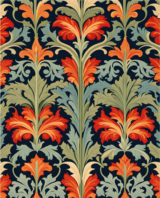 William Morris Style Collection PD (12) - Acanthus Portiere Fabric Pattern - Van-Go Paint-By-Number Kit