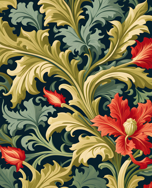 William Morris Style Collection PD (13) - Acanthus Portiere Fabric Pattern - Van-Go Paint-By-Number Kit