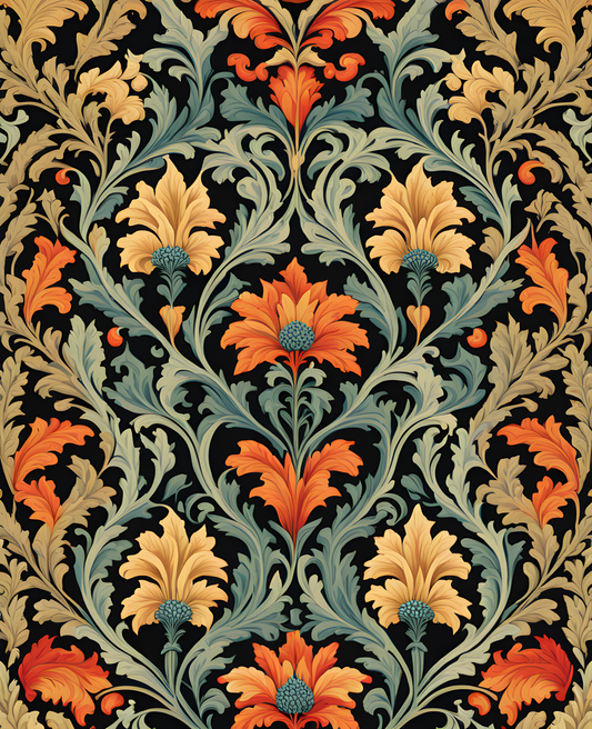 William Morris Style Collection PD (14) - Acanthus Portiere Fabric Pattern - Van-Go Paint-By-Number Kit