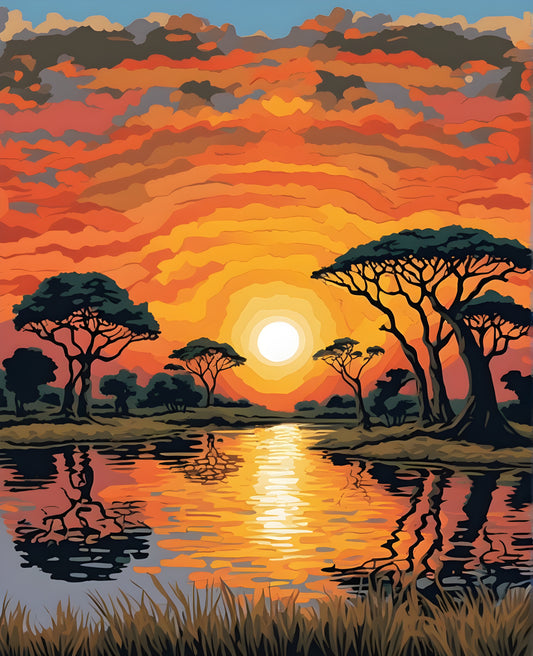 African Sunset - Van-Go Paint-By-Number Kit