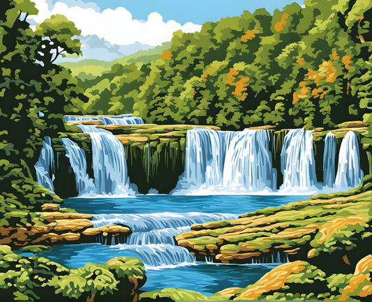 Amazing Places OD (321) - Agua Azul Cascades, Chiapas, Mexico - Van-Go Paint-By-Number Kit