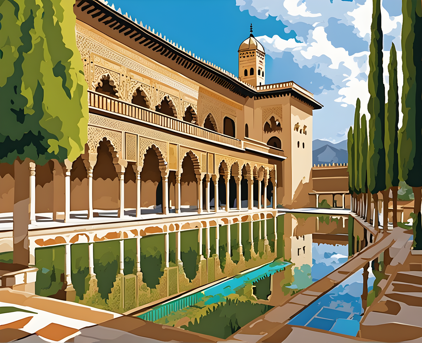 Alhambra palace, Spain (2) - Van-Go Paint-By-Number Kit