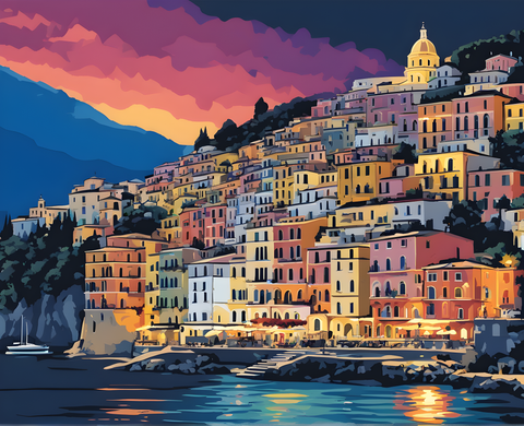 Amalfi at Night (1) - Van-Go Paint-By-Number Kit