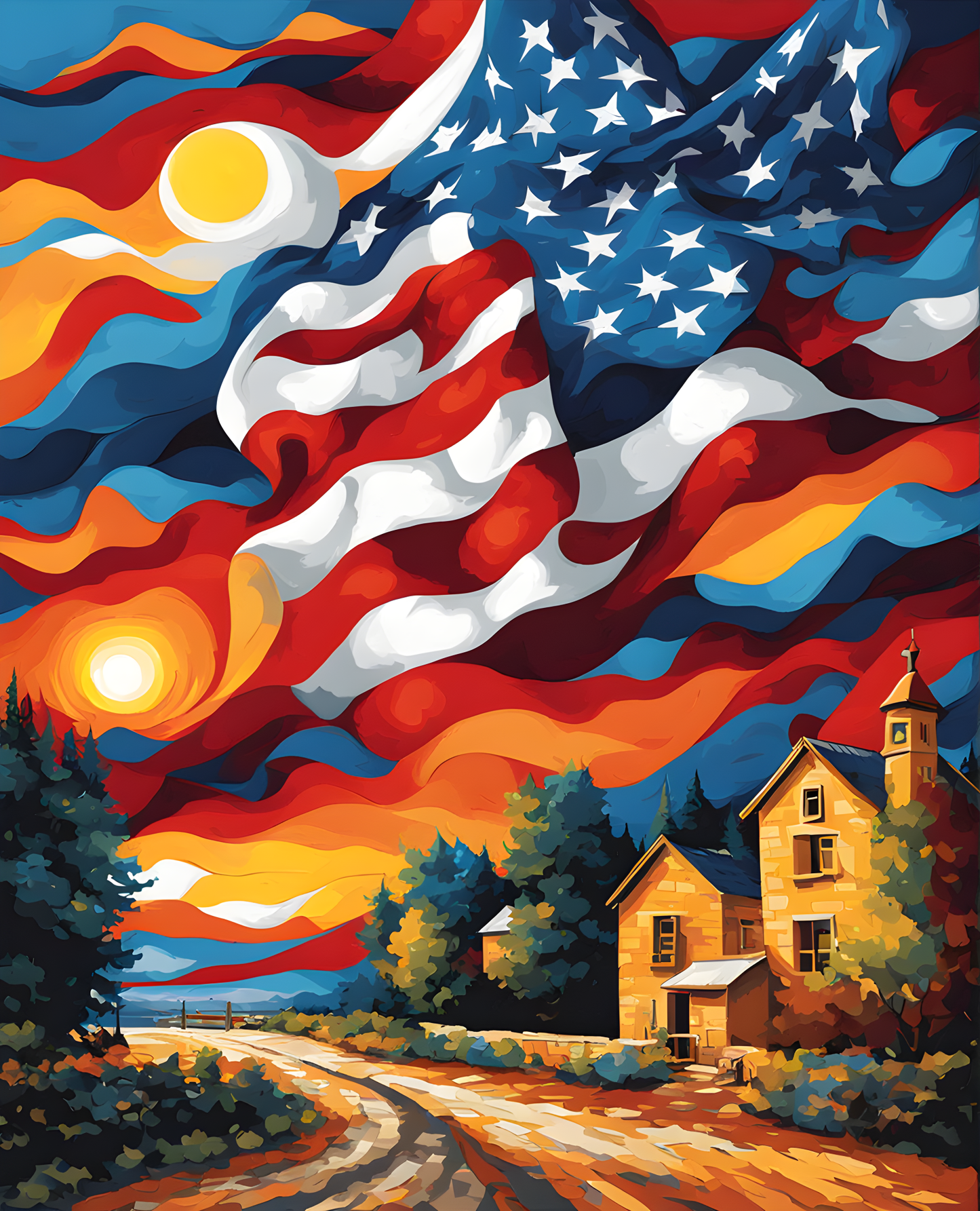 United States of America Flag PD (39) - Van-Go Paint-By-Number Kit
