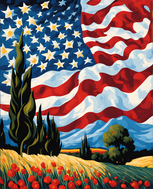 United States of America Flag PD (30) - Van-Go Paint-By-Number Kit