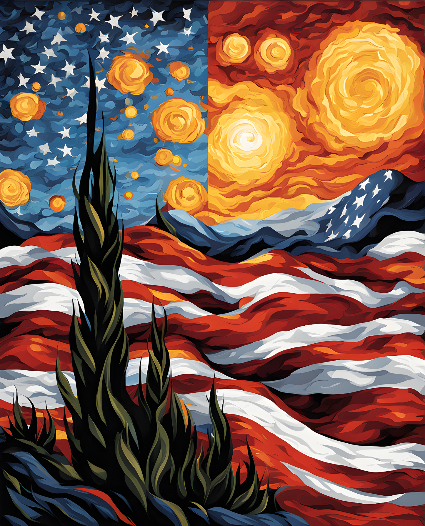 The United States of America Flag PD (1) - Van-Go Paint-By-Number Kit