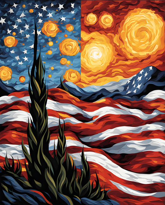 The United States of America Flag PD (1) - Van-Go Paint-By-Number Kit
