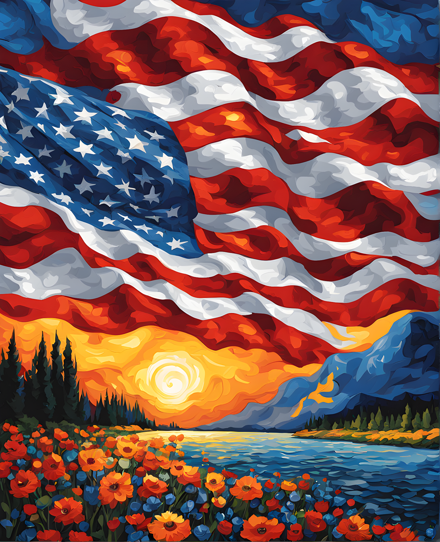 United States of America Flag PD (29) - Van-Go Paint-By-Number Kit