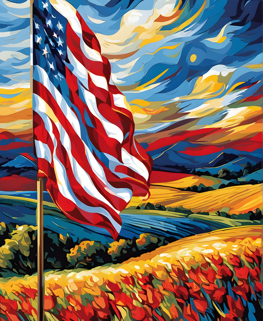 United States of America Flag PD (3) - Van-Go Paint-By-Number Kit