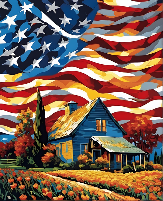United States of America Flag PD (4) - Van-Go Paint-By-Number Kit