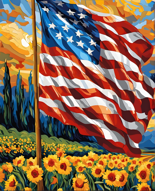 United States of America Flag PD (5) - Van-Go Paint-By-Number Kit
