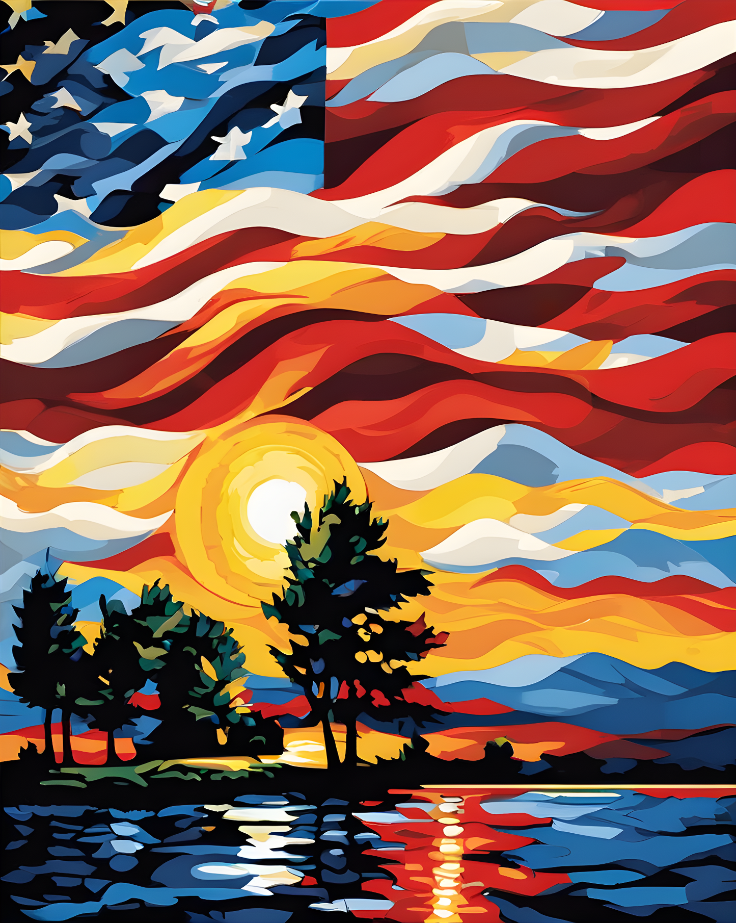 United States of America Flag PD (12) - Van-Go Paint-By-Number Kit