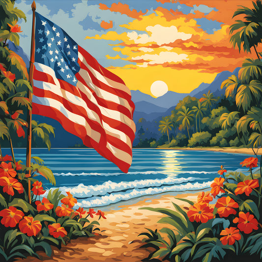 United States of America Flag PD (32) - Van-Go Paint-By-Number Kit