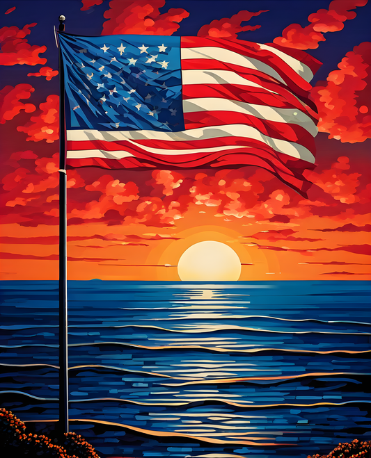 United States of America Flag PD (7) - Van-Go Paint-By-Number Kit