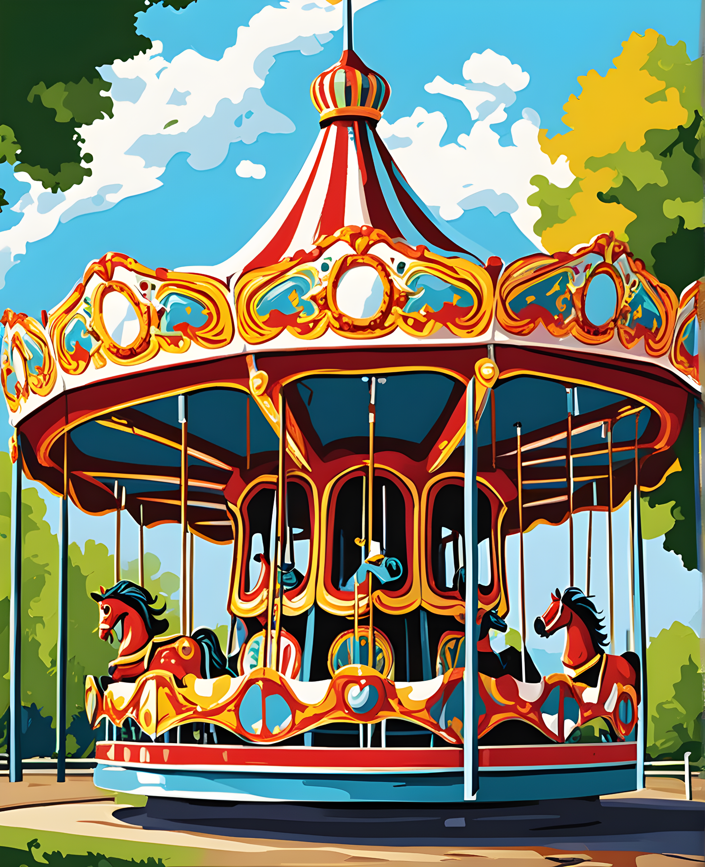 Amusement Park Carousel - Van-Go Paint-By-Number Kit